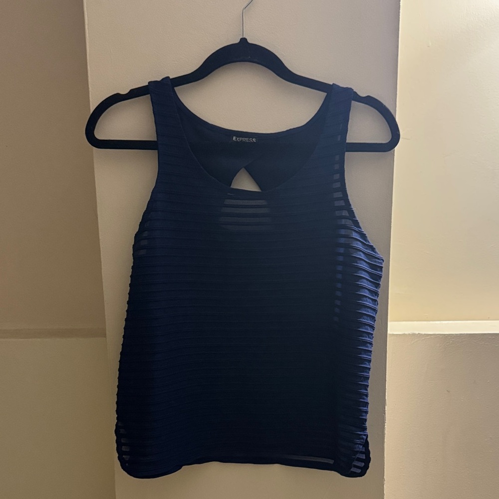 Express Midnight Blue Striped Tank Top